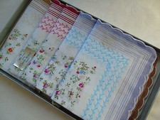 Pretty 6 of 100 cotton handkerchiefs made in France unused or old stock