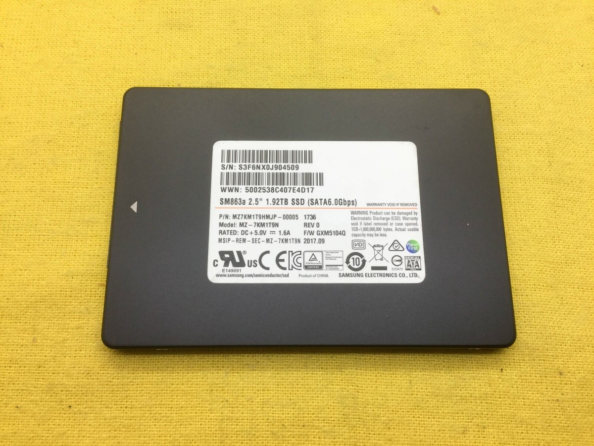 MZ-7KM1T9N Samsung SM863a 2.5'' 1.92TB 6Gbps SATA SSD MZ7KM1T9HMJP