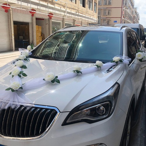 Wedding Car Decoration Flower Ribbon Artificial Rose Flower Door Handle Decor - Picture 6 of 18