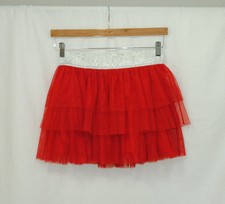 Circo Size XL 14-16 Girls Red Tiered Tutu Skirt Cotton Lined Elastic Waist