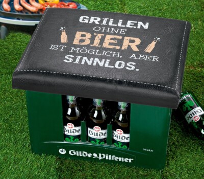 Gilde Bierkasten Sitzpolster Grillen ohne Bier 44x34cm weiß 42984 für Bierkiste