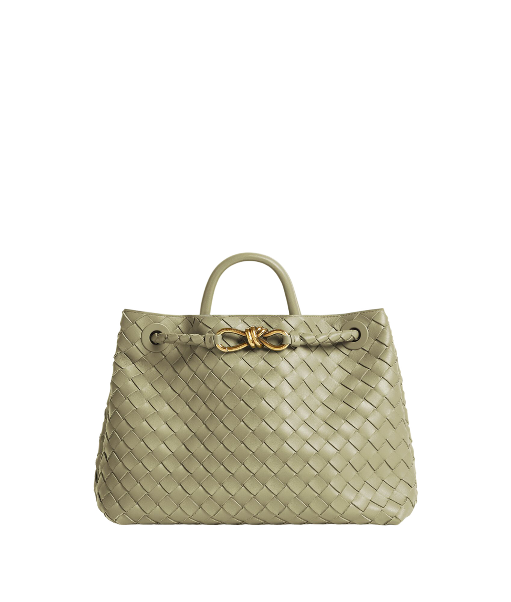Bottega Veneta Andiamo Medium $5700 Travertine Leather Top Handle