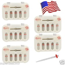 5 Packs Dental Fiber Post Screw Thread Quartz Resin Post + 5-Drills Red US