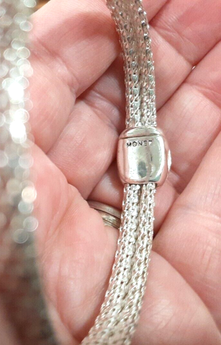 Lot 3 VTG Signed MONET , CORO and AURORA BOREALIS Silvertone Link Bracelets - Picture 5 of 14