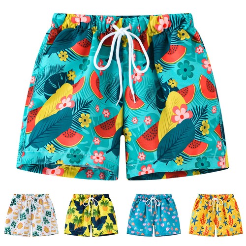 Children Summer Beach Shorts Swimming Printed Board Shorts Cropped Pants Trunks=