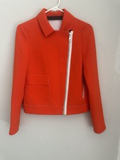 L.a.m.b. Orange Moto Jacket Size 2 Button In Back Needs To Be Replaced