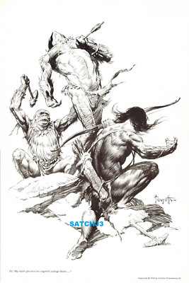 FRANK FRAZETTA ART PRINT 1970's CLASSIC ORIGINAL VINTAGE PRINT TARZAN w ...