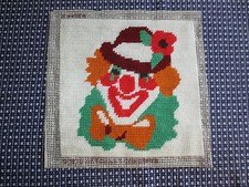 HAPPY  SMILING CIRCUS CLOWN Needlepoint - 12" x 12"  border canvas