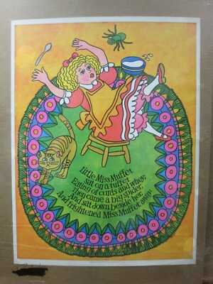 Vintage Black Light Poster Little miss Muffet 1970 Inv#G4080