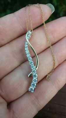 2Ct Round Lab Created Diamond Women's Journey Pendant 14K Two Tone Gold Plated