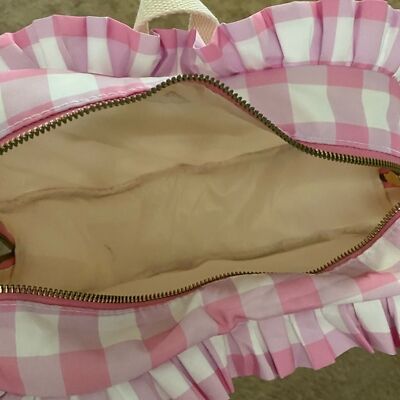Nylon Pink Gingham Ruffle Mini Backpack Nylon Pink Gingham Ruffle Mini Backpack | eBay main image 2