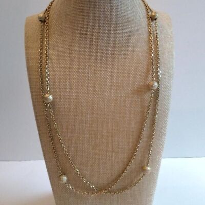 Vintage Monet Long Gold Tone Chain Necklace