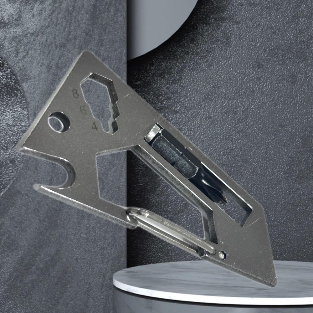Compact Multi-Tool Card with Screwdriver Wrench Opener Ruler & Key  