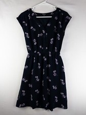 Madewell Dress Womens 00 V Neck Floral Midi Ruffle Short Sleeve Shirt Dress