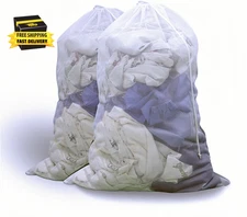 2 Pack Large Mesh Laundry Bag, 24×36 Inch Heavy Duty Mesh Laundry Bags Drawstrin
