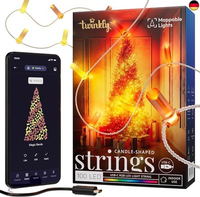 Twinkly Strings USB-C Candle 100 LED, LED-Lichterkette in Kerzenform, RGB