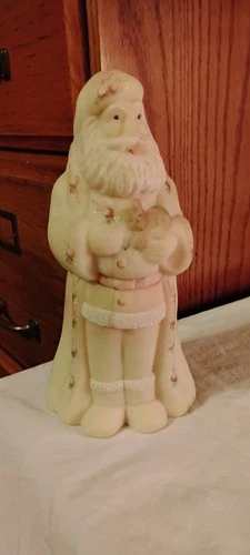 Rare Fenton Burmese Art Glass Santa Figurine - Hand Painted & Signed by R. Blevi