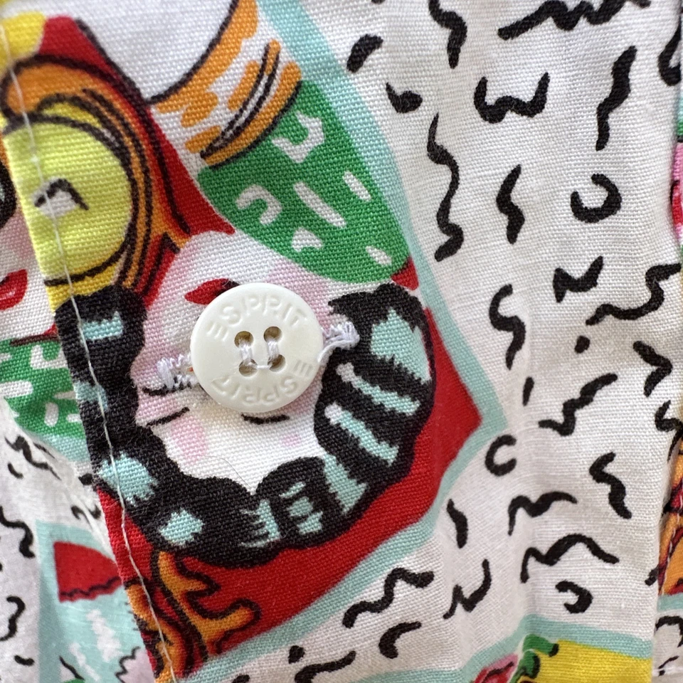 Camisa ESPRIT Vintage Años 80 Botón Manga Corta Niñas Talla L ¡Divertida y Totalmente Años 80! Foto 4 de 4