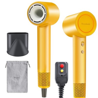 Yellow Ionic High Speed Hair Dryer 110000 RPM Brushless Motor 500M Negative lons