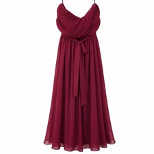 Lulus Dress Large Burgundy Maxi Gown Strapless Pleated Chiffon Lined