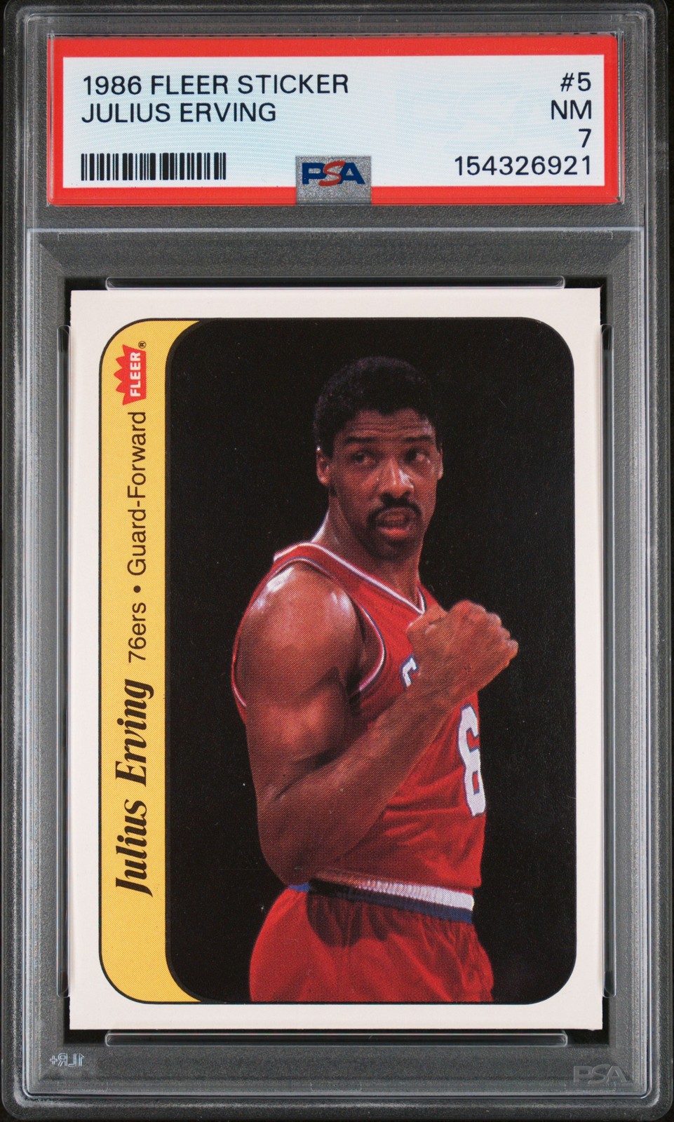 1986 FLEER STICKER #5 JULIUS ERVING PSA 7