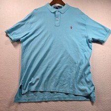 Polo Ralph Lauren Mens XL Blue Short Sleeve Cotton Pique Polo Shirt Pink Pony