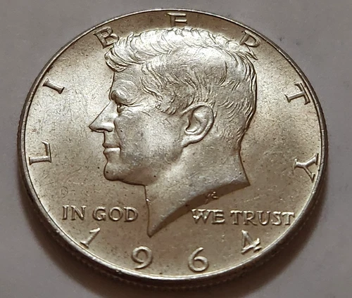 1964 Kennedy Half Dollar • 90% Silver • Circulated • As Shown • Solid    X54