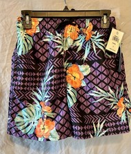 NWT Men’s Drawstring, Swim Shorts, Mesh Lining SizeS. Purple&  Tropical Print