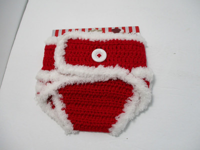 Target Santa Diaper Cover Infant Girls 0-6 Mos Red Crochet Christmas Doll outfit