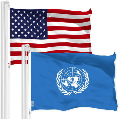 Combo Pack: American USA Flag 3x5 Ft & United Nations Flag 3x5 Ft Both