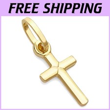 14k Real Gold Tiny Latin Cross Charm Pendant