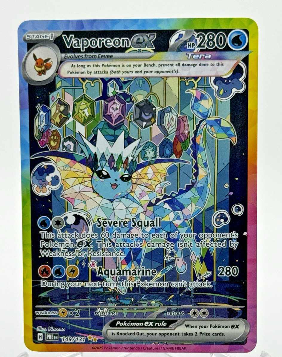 Vaporeon ex 149/131 Prismatic Evolutions Special Illustration Rare Pokemon TCG
