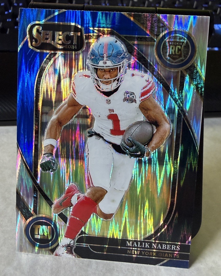 2024 Panini Select - Club Level Malik Nabers #220 Black & Blue Shock Prizm (RC)