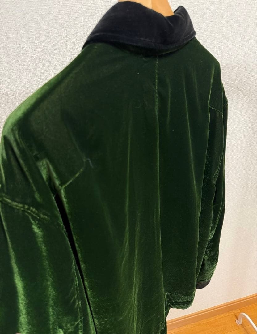 Haider Ackermann Reversible Green And Black Velvet Bomber Jacket