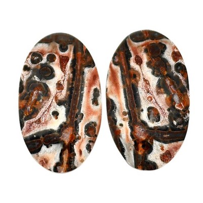 Natural Leopard Skin Jasper Pair 14.5x24.5x4.3 mm Oval Shape Gemstone LS30-04685