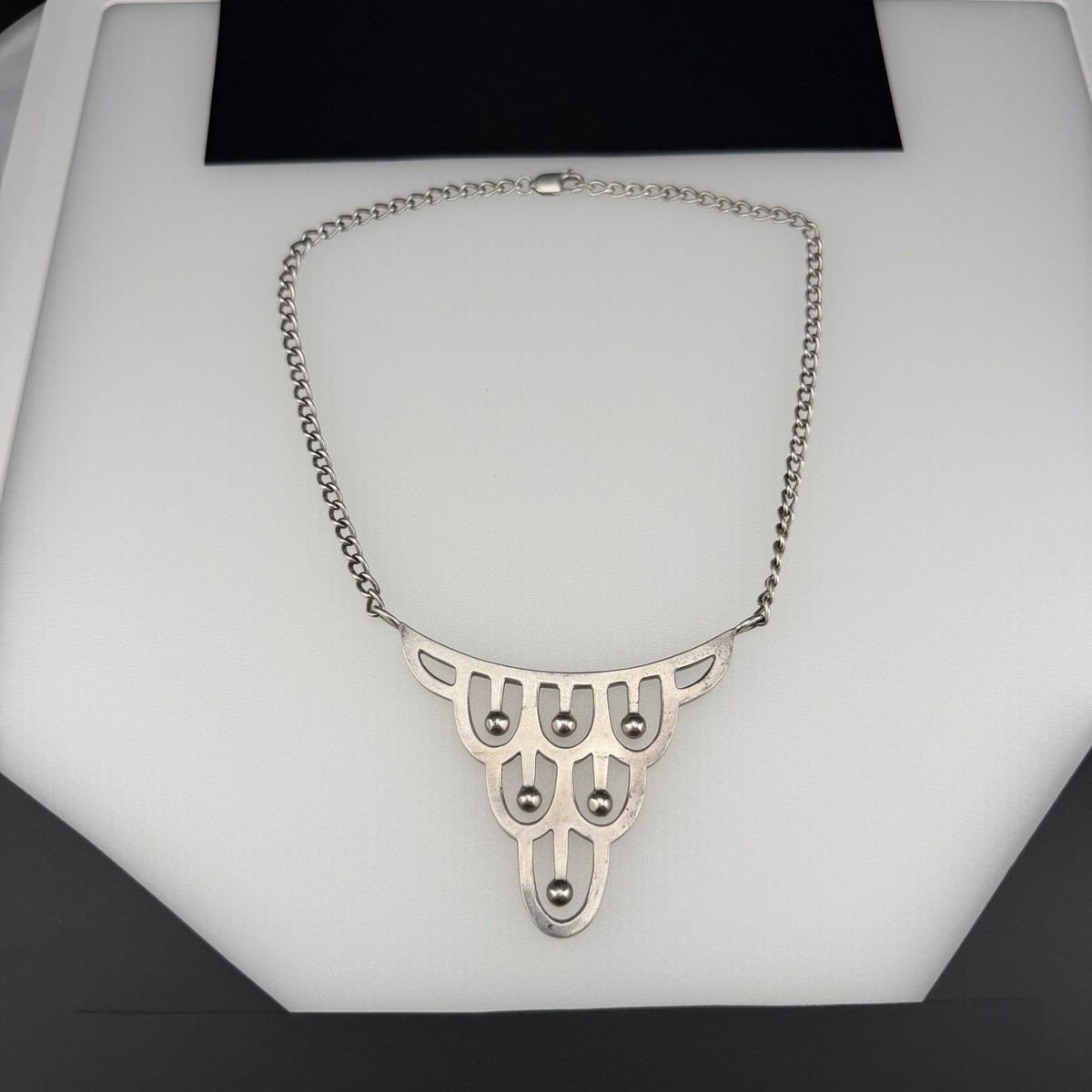 Vtg Zacatecas ZAC 01 Sterling Silver Modernist Geometric Bib 17