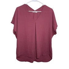 Lush Blouse Women's Small V-Neck Lightweight Shirt Top Sheer Casual