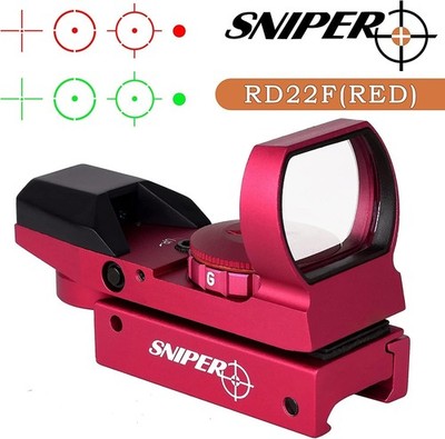Sniper RD22F 1X22X33 Red Dot Sight, Reflex Sight with 20mm Picatinny Rail (Red)