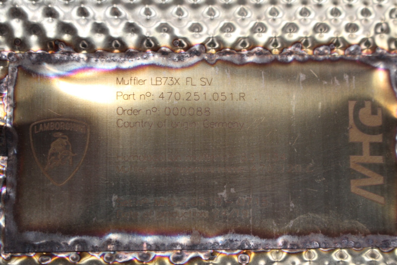 Lamborghini Aventador LP770, Exhaust Muffler, Used, P/N 470251051R