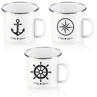 3X Emaille-Becher - Trinkbecher Aus Emaliertem Edelstahl
