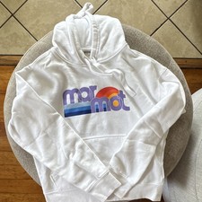 Marmot Women's White Pullover Fleece Hoodie Cotton Blend Graphic Logo Pocket S