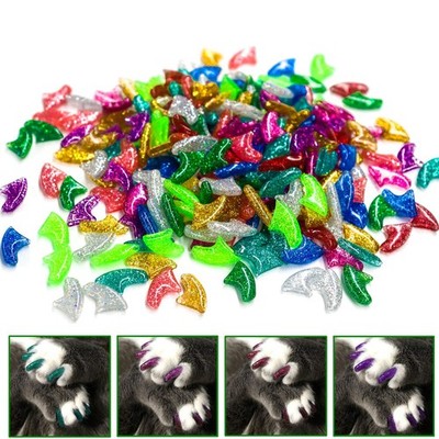 VICTHY 10 Colors | 100pcs Cat Nail Caps Small, 10 Different Glitter