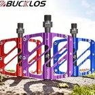 BUCKLOS Bike Pedals 3 Bearings 9/16" MTB Bicycle Flat Platform Aluminum Alloy UK