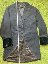 Antique Edwardian Era 1918 10s 20s Tailcoat Harringbone twill wool silk velvet
