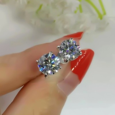 Certified 1.50 Ct E Color VS1 Diamond Designer Stud Earrings 925 Sterling Silver