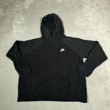 Nike Sweatshirt Womens Large Black Pullover Swoosh Cowl Neck Club Fleece Hoodie