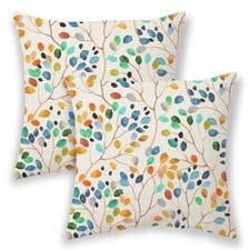 Spring Pillow Covers 18x18 Inch 2 Pcs 18" x 18" Pack of 2 Colorful Leaves