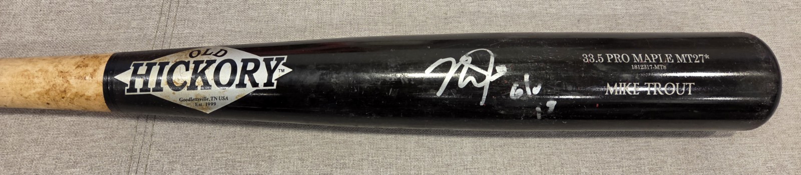 2019 Mike Trout Signed Auto Game Used GU Uncracked Old Hickory Bat PSA 10 MVP view 7