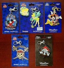 Disney Parks Pin Lanyard Medal Lot of 5 - Mickey Tinkerbell Pirates - Free Ship