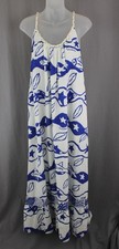 Farm Rio NWT Women's Blue Off White Print Pitta Waves Maxi Dress Size XS